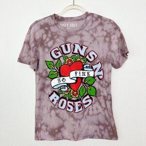 Upcycled Bleach Tie Dye Guns N Roses So Fine Short Sleeve Graphic Band Tee XS